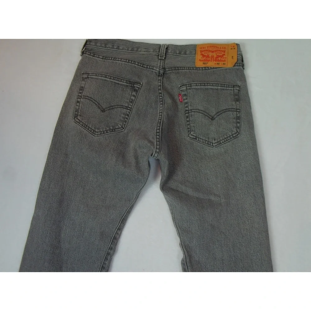Levis 501 Jeans Mens 30x30 Black Straight Leg Button Fly Denim Waterless Classic